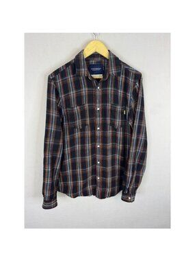 Scotch & Soda Amsterdams Blauw Mens Rainbow Plaid Relaxed Shirt Small 144164